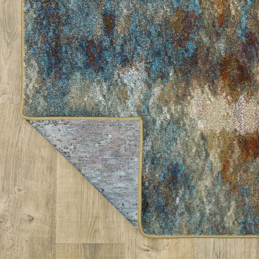 Blue And Gold Abstract Area Rug Photo 8