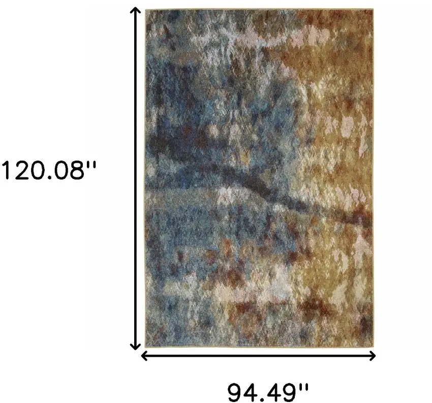 Blue Gold Teal Rust Grey And Beige Abstract Power Loom Stain Resistant Area Rug Photo 10