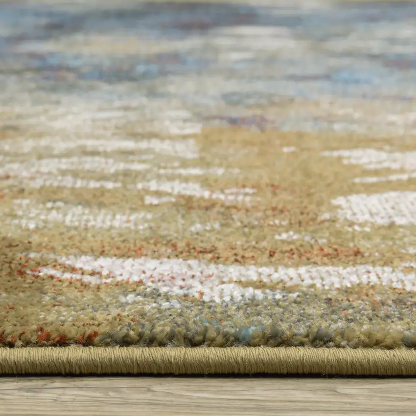 Blue And Gold Abstract Area Rug Photo 9