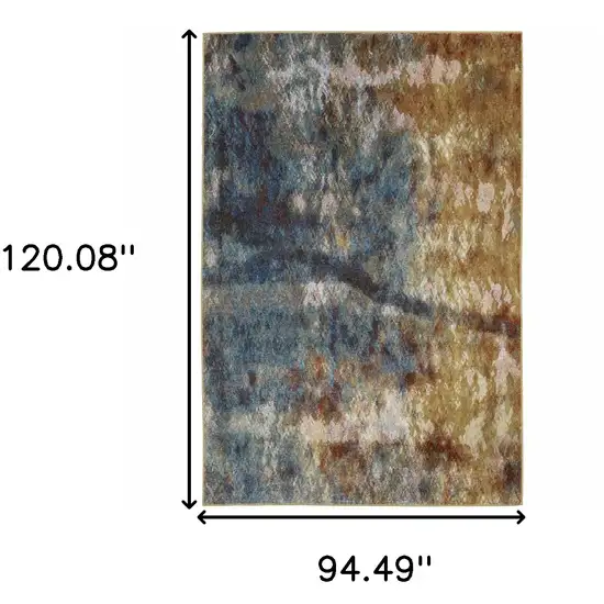 Blue And Gold Abstract Area Rug Photo 3