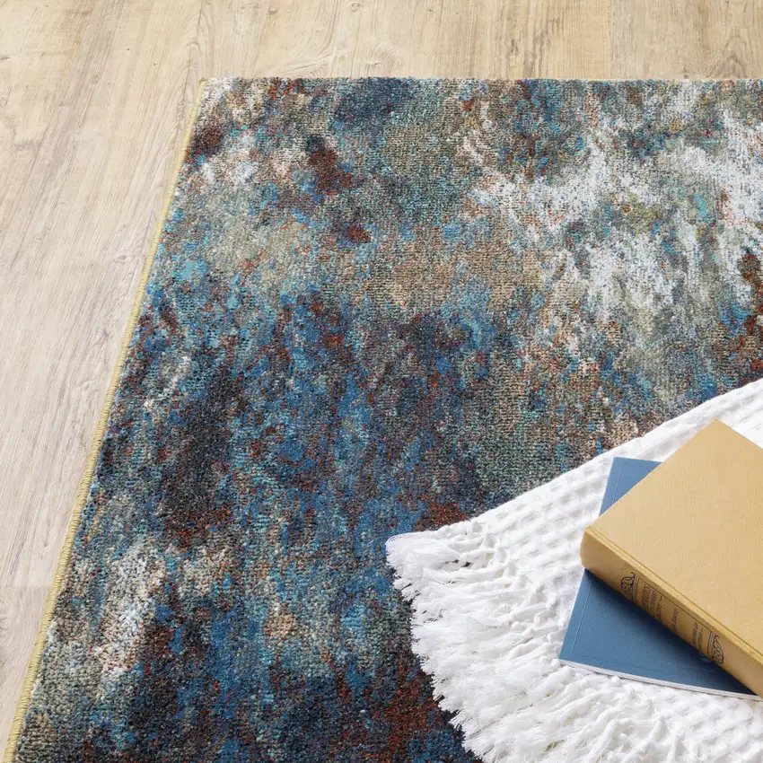 Blue And Gold Abstract Area Rug Photo 7