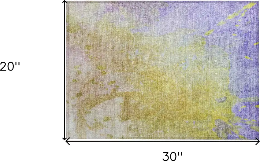 Blue Gold and Wheat Abstract Washable Non Skid Indoor Outdoor Area Rug Photo 3