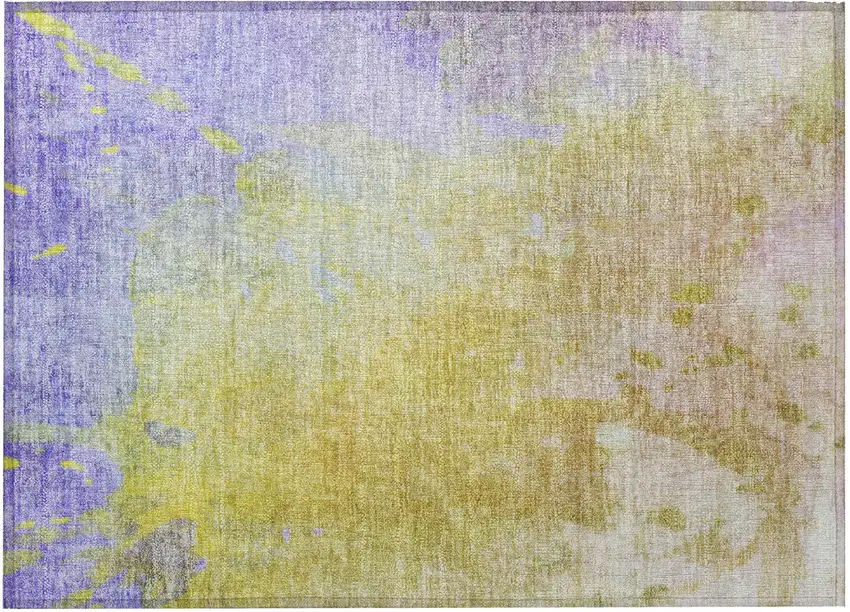 Blue Gold and Wheat Abstract Washable Non Skid Indoor Outdoor Area Rug Photo 5