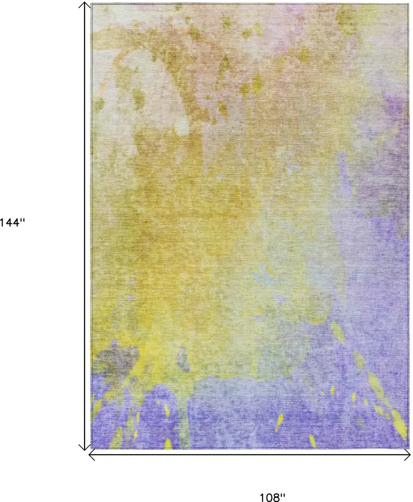 Blue Gold and Wheat Abstract Washable Non Skid Indoor Outdoor Area Rug Photo 3