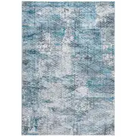 Photo of Blue Gray Abstract Cuboid Modern Area Rug