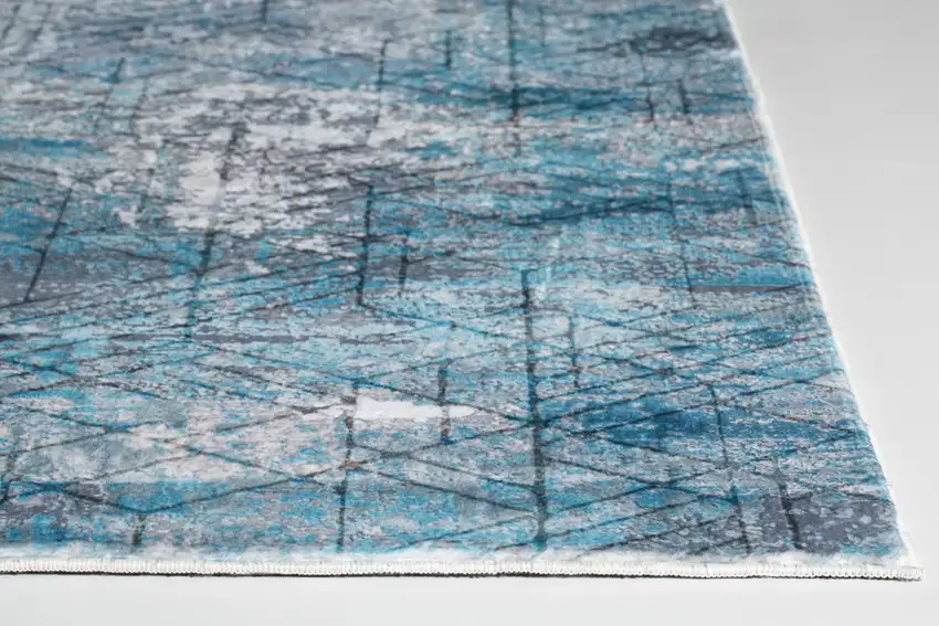 Blue Gray Abstract Cuboid Modern Area Rug Photo 2