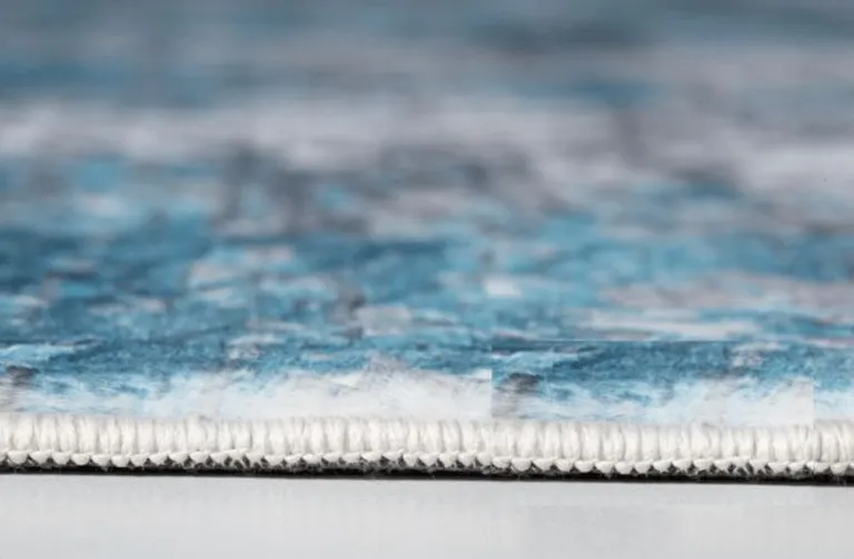 Blue Gray Abstract Cuboid Modern Area Rug Photo 3