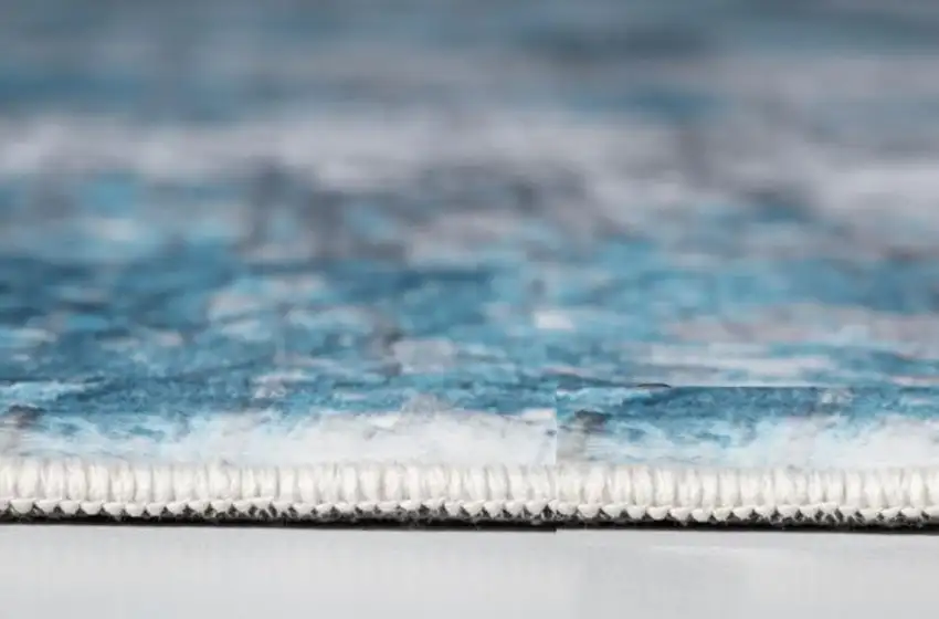 Blue Gray Abstract Cuboid Modern Area Rug Photo 6