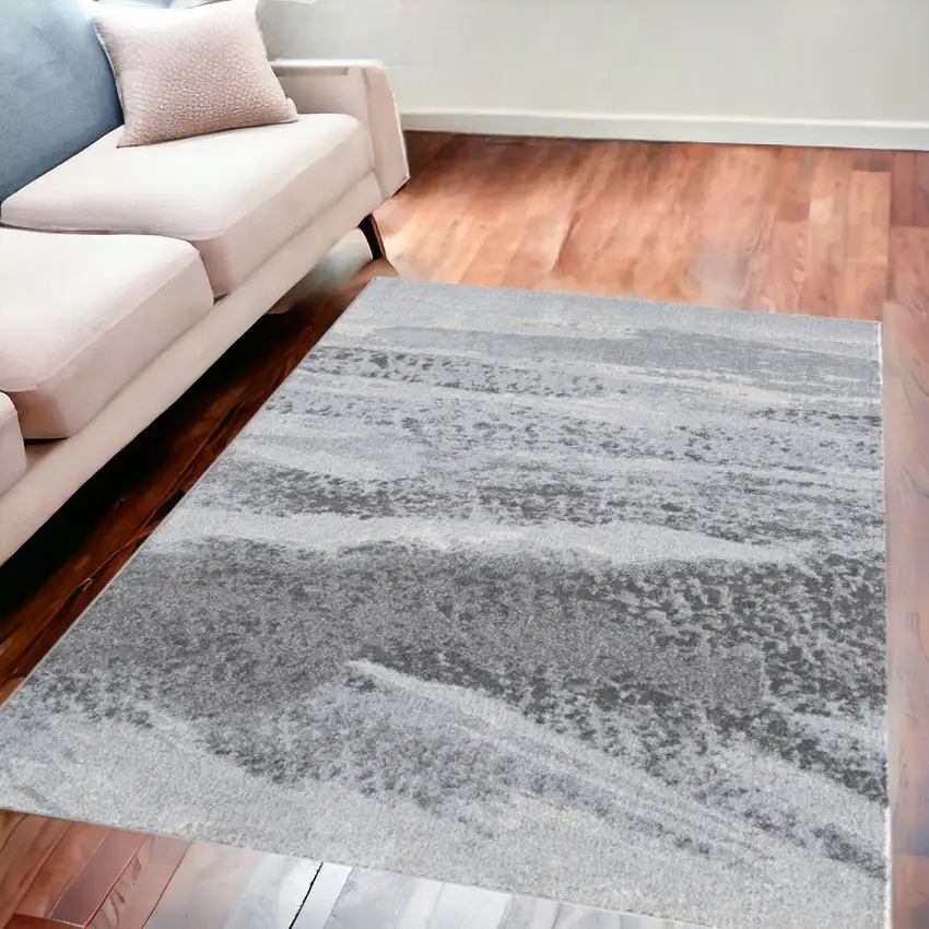 Blue And Gray Abstract Dhurrie Area Rug Photo 1
