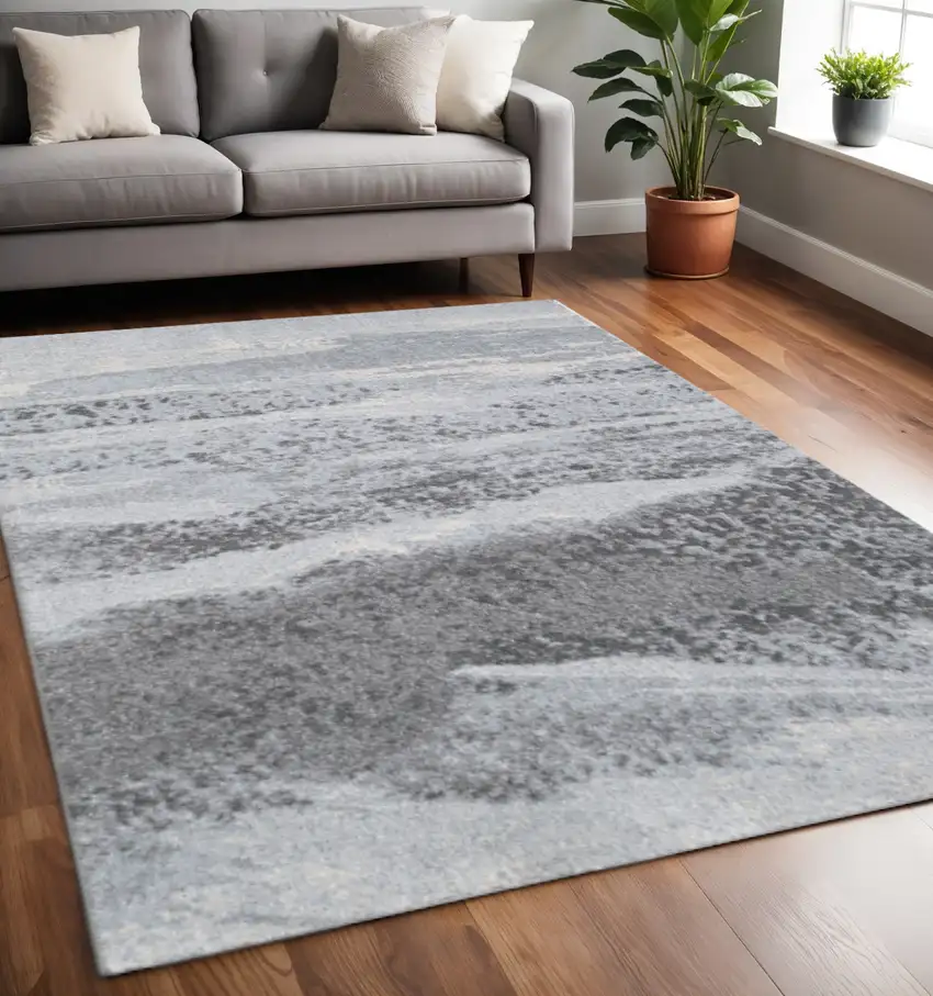 Blue and Gray Abstract Area Rug Photo 2