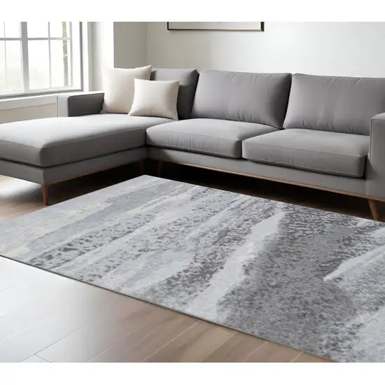 Blue and Gray Abstract Area Rug Photo 2