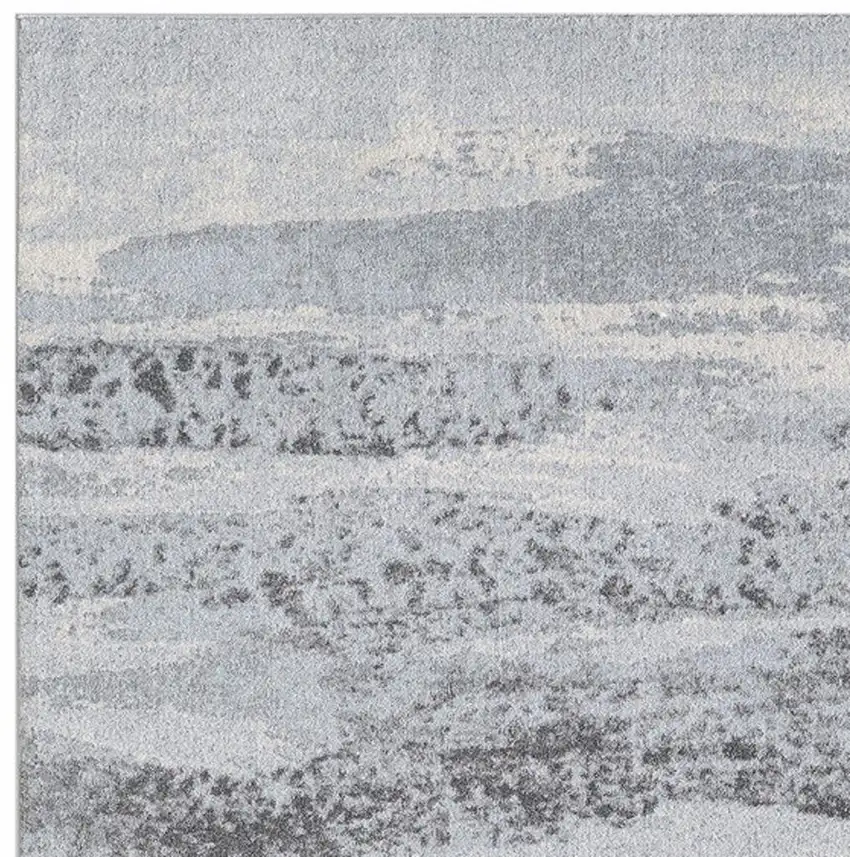 Blue and Gray Abstract Area Rug Photo 9