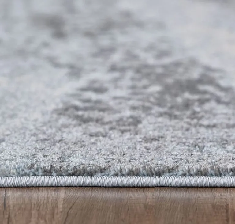 Blue Gray Abstract Mist Modern Area Rug Photo 5
