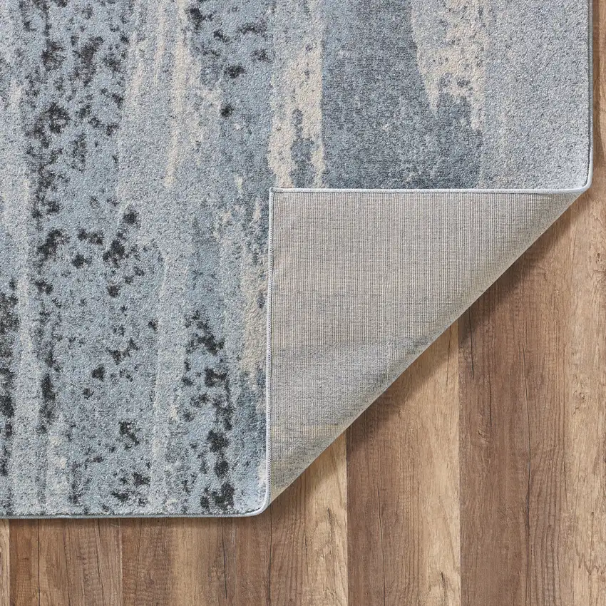 Blue Gray Abstract Mist Modern Area Rug Photo 7