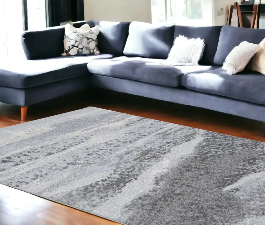 Blue And Gray Abstract Dhurrie Area Rug Photo 1