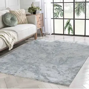 Photo of Blue Gray Abstract Power Loom Area Rug
