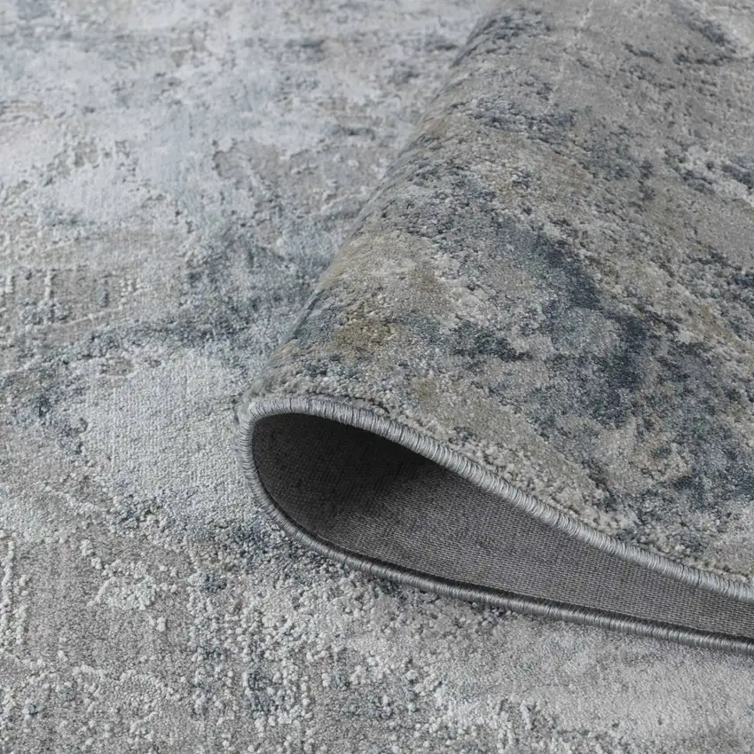 Blue Gray Abstract Power Loom Area Rug Photo 4