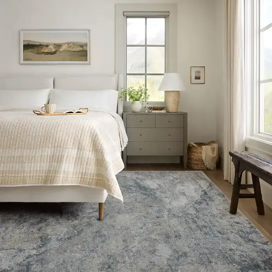 Blue Gray Abstract Power Loom Area Rug Photo 7