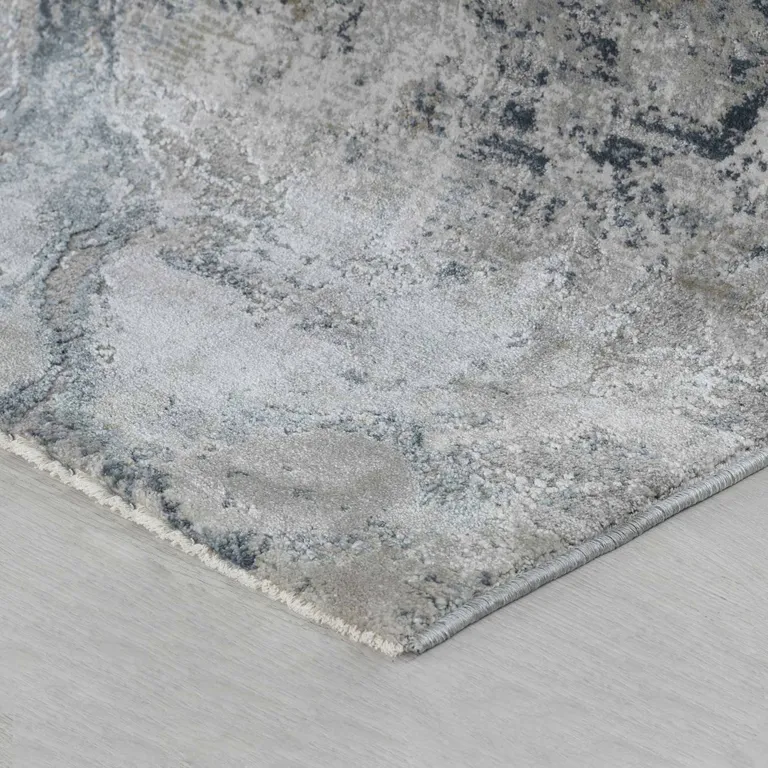 Blue Gray Abstract Power Loom Area Rug Photo 3