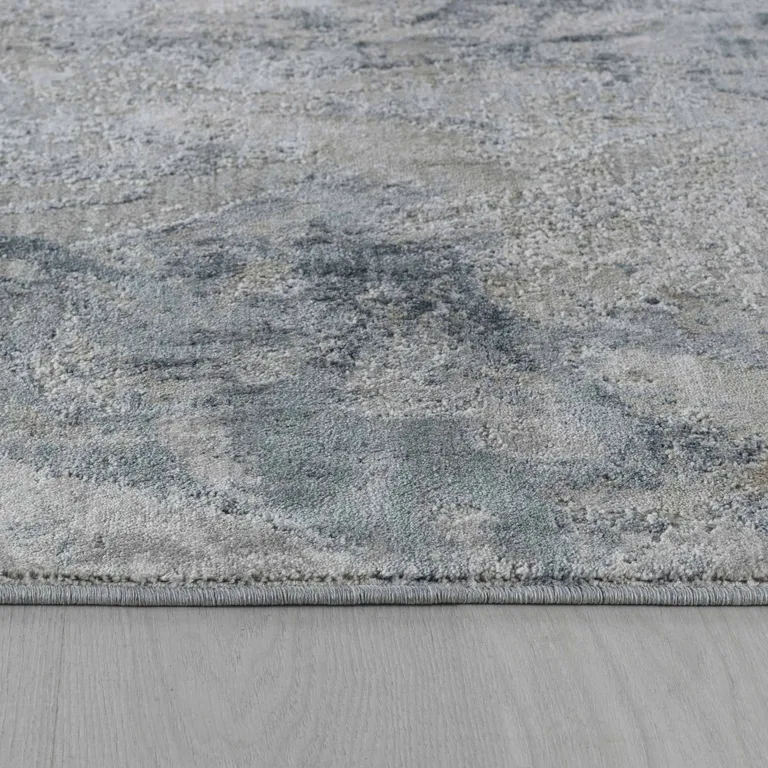 Blue Gray Abstract Power Loom Area Rug Photo 4