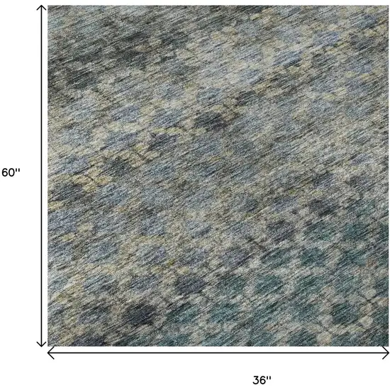 Blue Gray And Beige Striped Washable Area Rug With UV Protection Photo 9