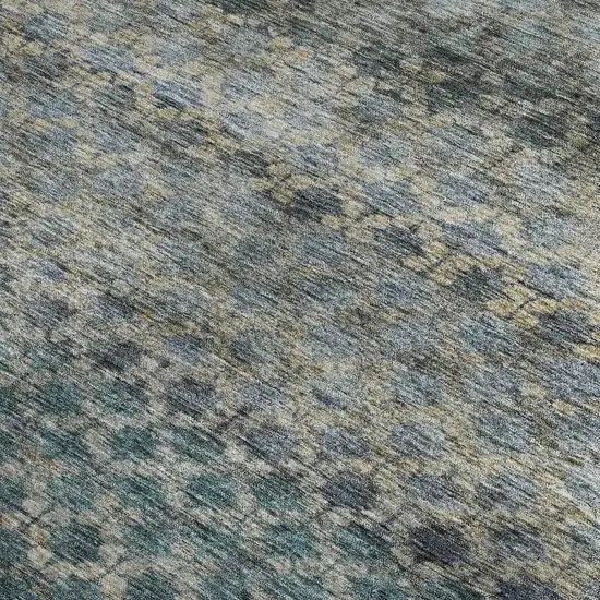 Blue Gray And Beige Striped Washable Area Rug With UV Protection Photo 2