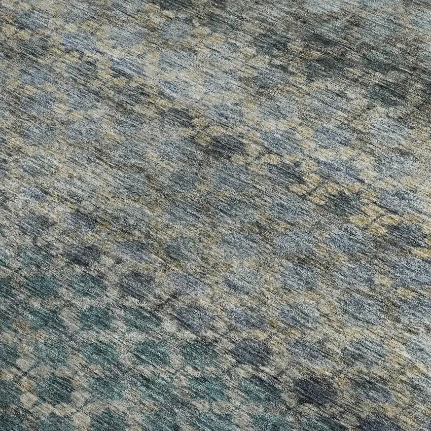 Blue Gray And Beige Striped Washable Area Rug With UV Protection Photo 2