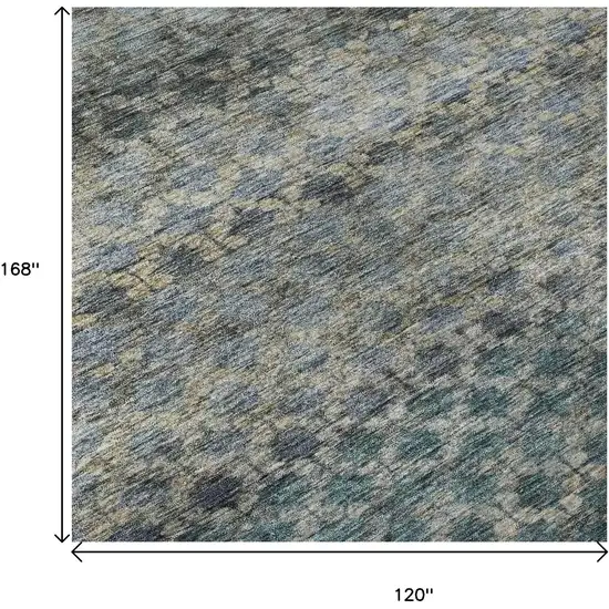 Blue Gray And Beige Striped Washable Area Rug With UV Protection Photo 9