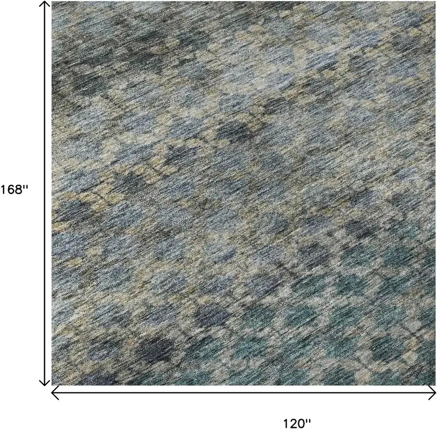 Blue Gray And Beige Striped Washable Area Rug With UV Protection Photo 9