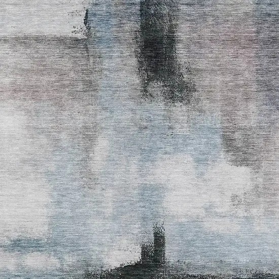 Blue Gray And Black Abstract Washable Indoor Outdoor Area Rug Photo 5