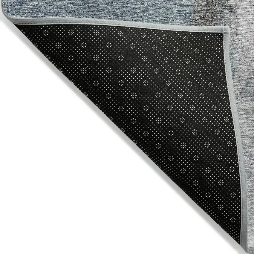 Blue Gray And Black Abstract Washable Indoor Outdoor Area Rug Photo 3