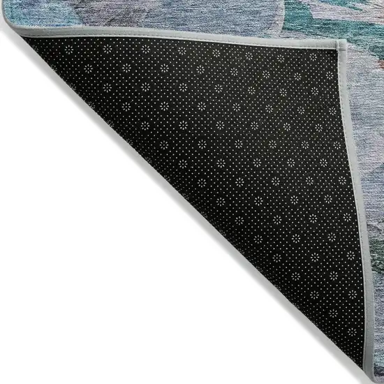 Blue Gray And Brown Abstract Washable Indoor Outdoor Area Rug Photo 3