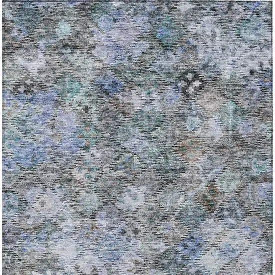Blue Gray And Brown Floral Washable Indoor Outdoor Area Rug Photo 5