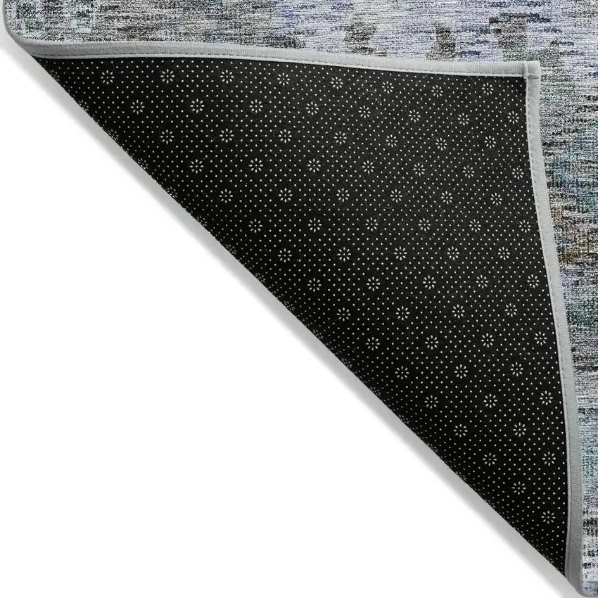 Blue Gray And Brown Floral Washable Indoor Outdoor Area Rug Photo 3