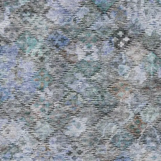 Blue Gray And Brown Floral Washable Indoor Outdoor Area Rug Photo 5