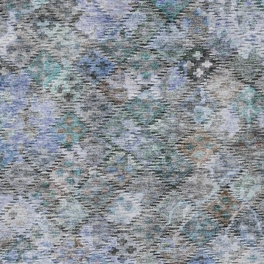 Blue Gray And Brown Floral Washable Indoor Outdoor Area Rug Photo 5