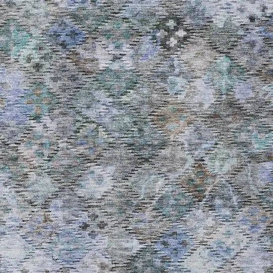 Blue Gray And Brown Floral Washable Indoor Outdoor Area Rug Photo 5
