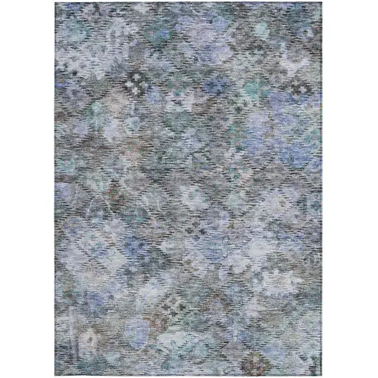 Blue Gray And Brown Floral Washable Indoor Outdoor Area Rug Photo 5