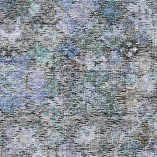 Blue Gray And Brown Floral Washable Indoor Outdoor Area Rug Photo 5