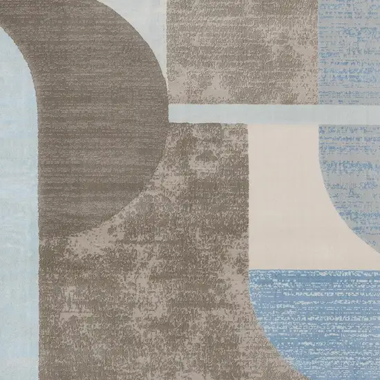 Blue Gray And Brown Geometric Area Rug Photo 4