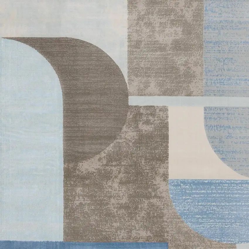 Blue Gray And Brown Geometric Area Rug Photo 5