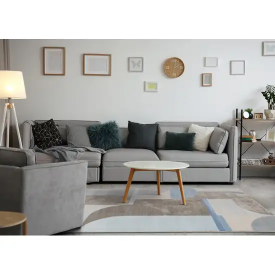 Blue Gray And Brown Geometric Area Rug Photo 7