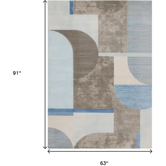Blue Gray And Brown Geometric Area Rug Photo 3
