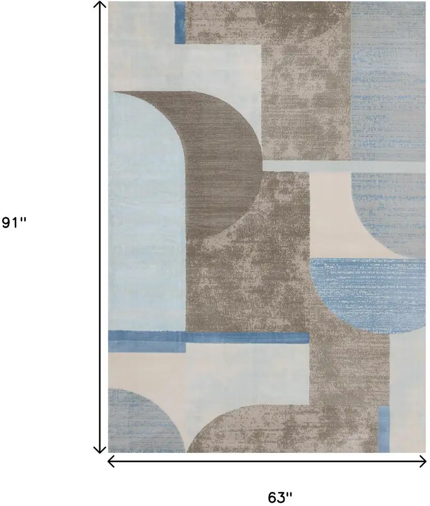 Blue Gray And Brown Geometric Area Rug Photo 3