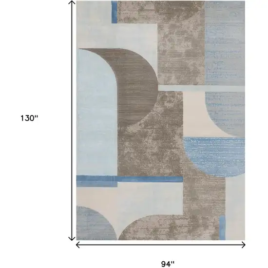 Blue Gray And Brown Geometric Area Rug Photo 3