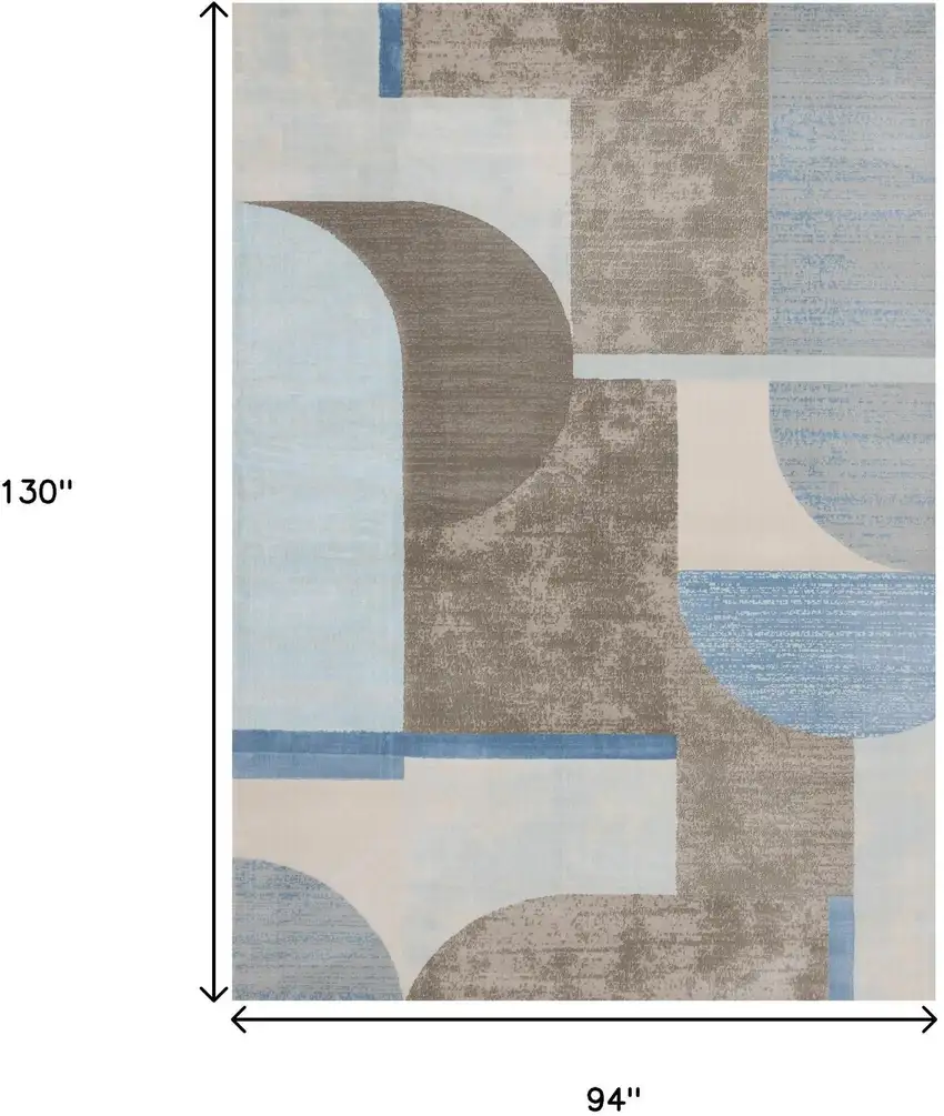Blue Gray And Brown Geometric Area Rug Photo 3