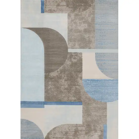Blue Gray And Brown Geometric Area Rug Photo 2