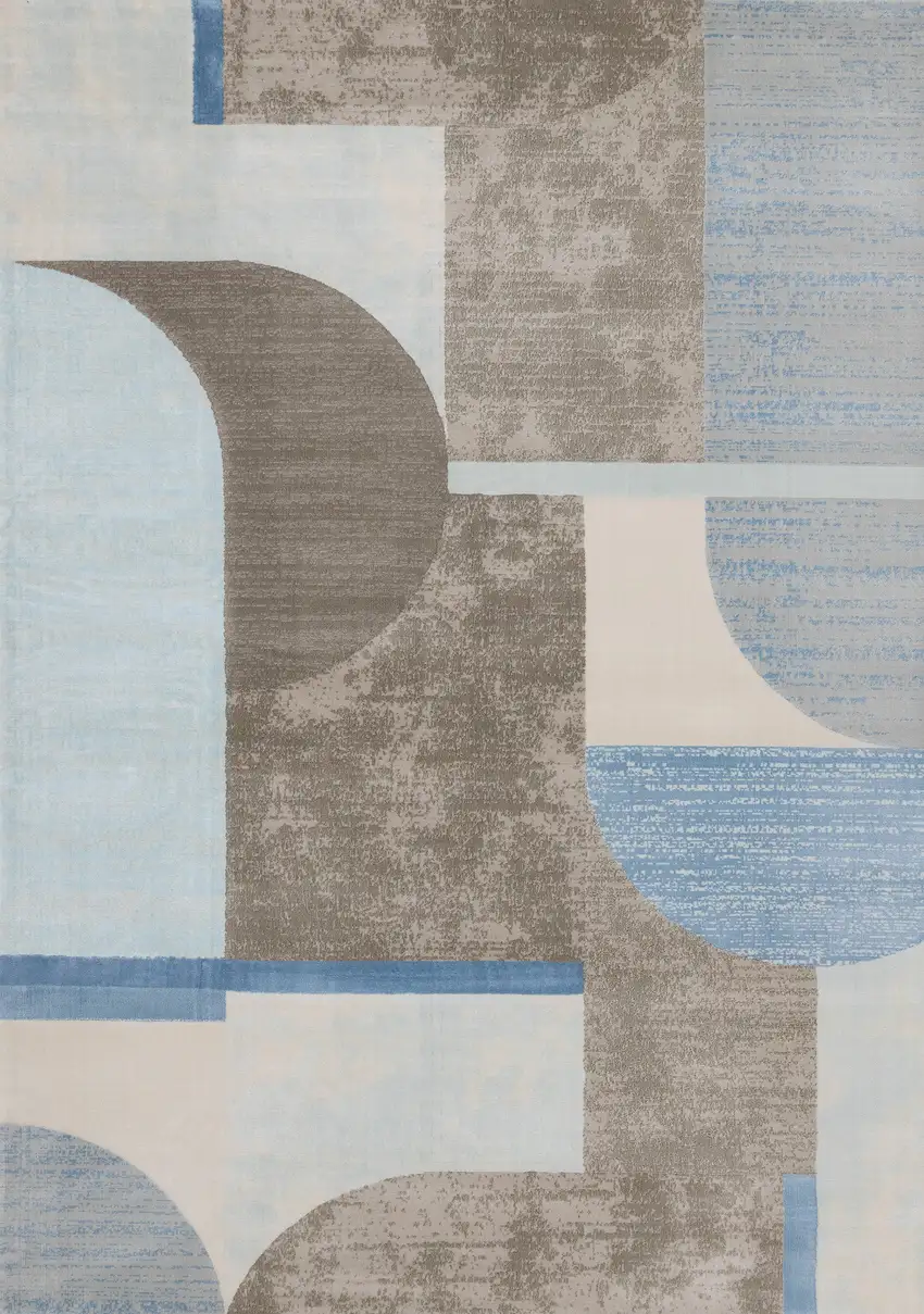 Blue Gray And Brown Geometric Area Rug Photo 2