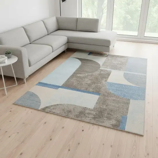 Blue Gray And Brown Geometric Area Rug Photo 1
