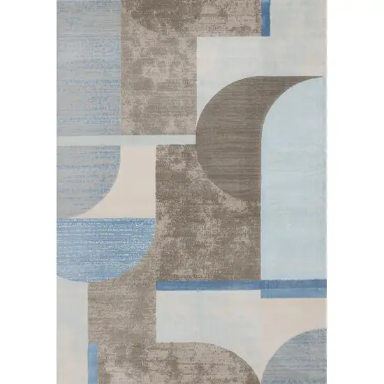 Blue Gray And Brown Geometric Area Rug Photo 5